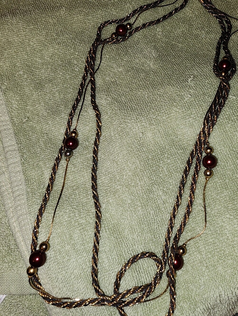 Multi-Strand Brown and Gold Beaded Necklace